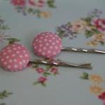 Pink Polka dot button hair ..