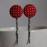Red polka dot bobby pins