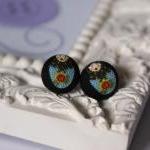 Babushka Button Earrings 