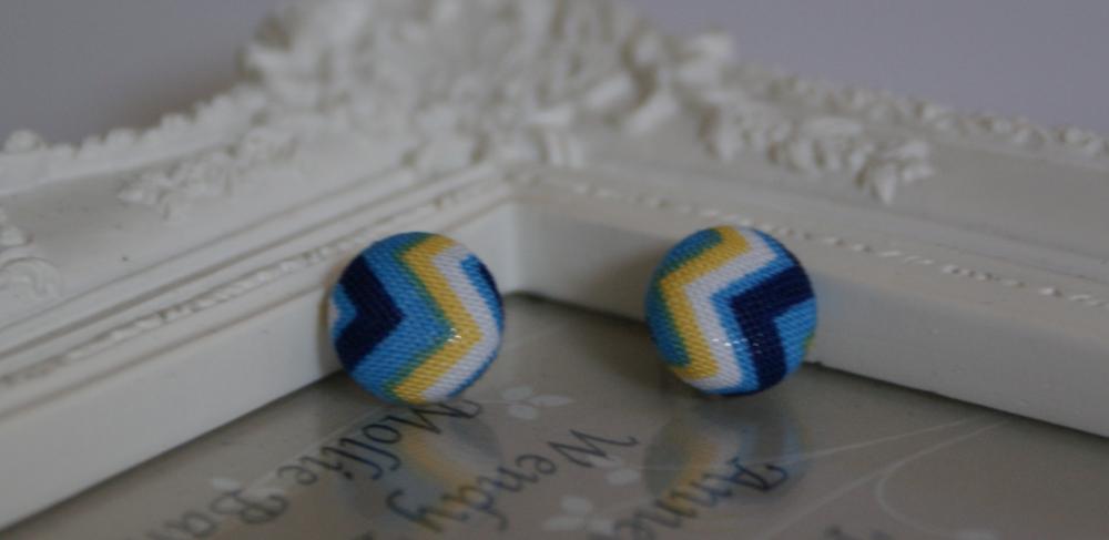 Bespoke retro fabric covered button earrings 