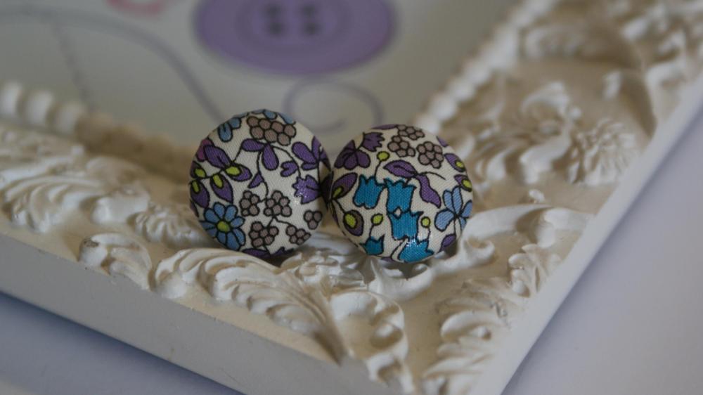 Liberty fabric button covered earrings