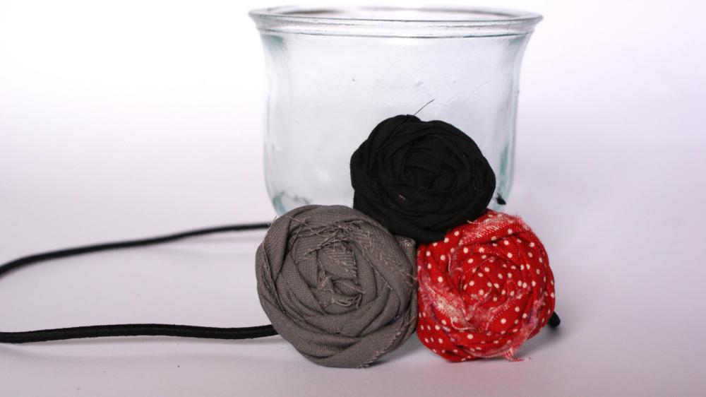 Red polka dot rosette headband