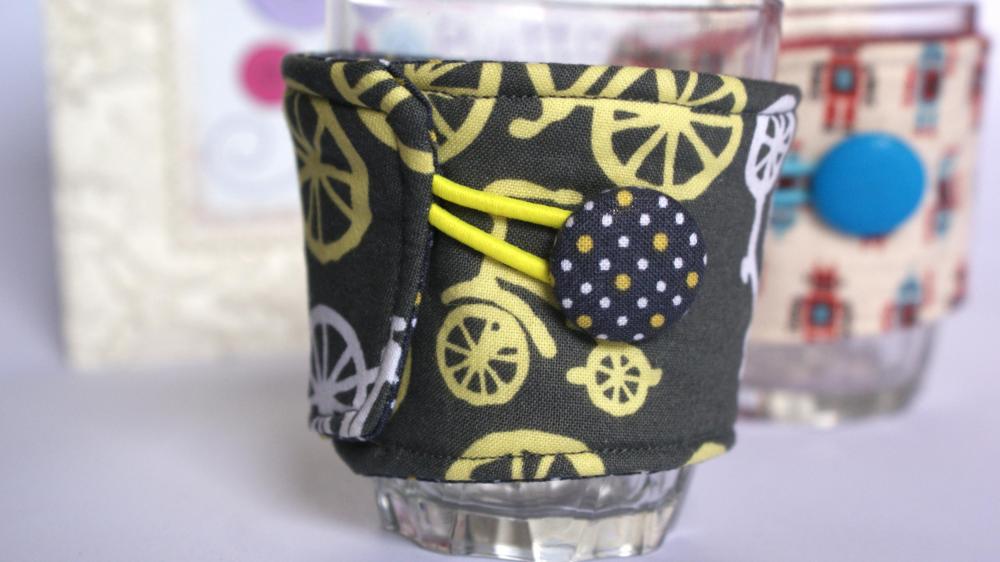 Bicycle fabric coffee cozy